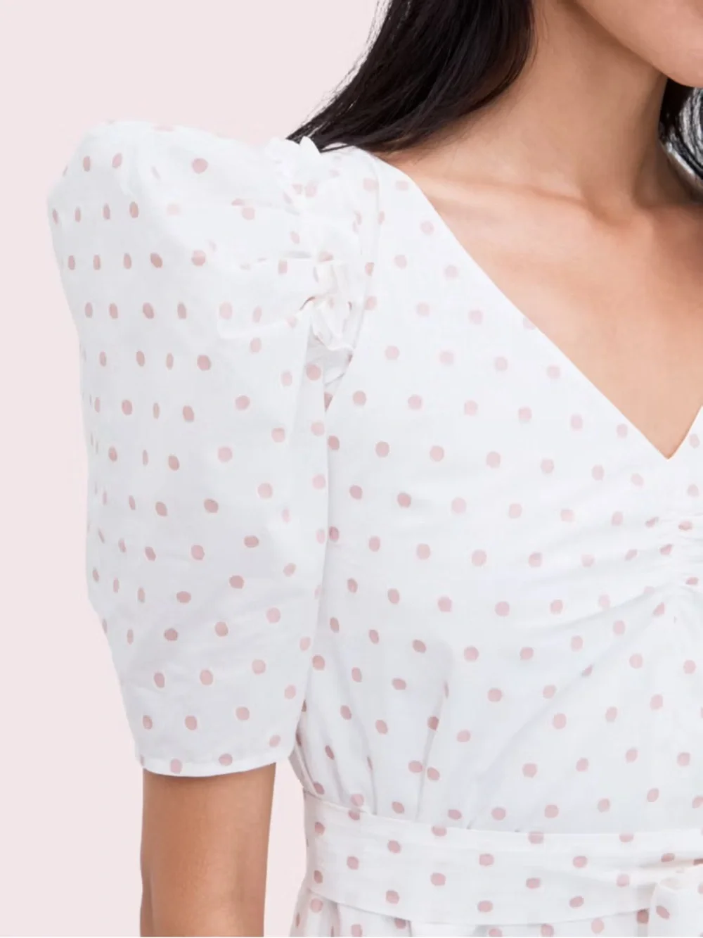 NWT Kate Spade New York dot cotton mini dress self-tie waist puff sleeves size s